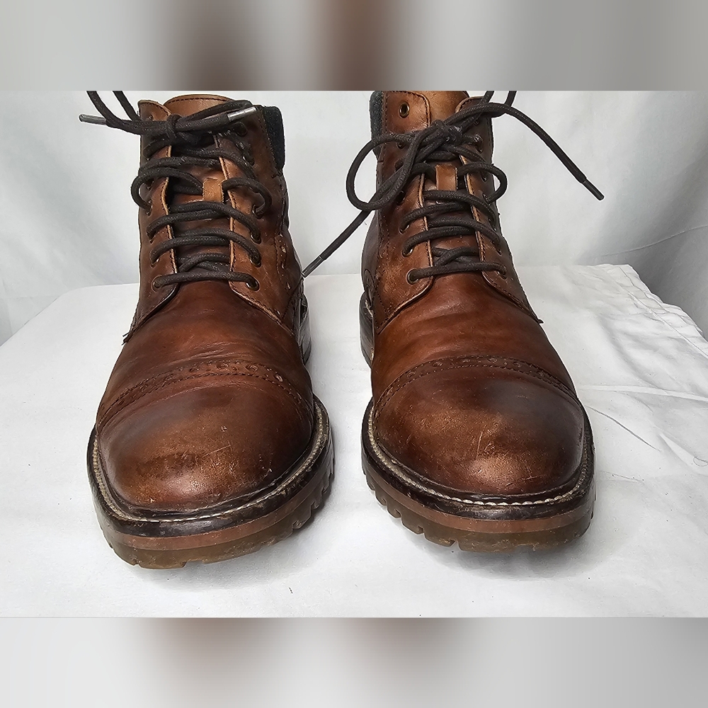 Warfield & Grand Potrero Mens Cap Toe Brogue Leather Lace-Up Ankle Boots Size 10 - Picture 5 of 12